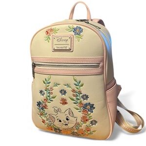 Disney Loungefly Backpack Pink & Cream Embroidered Floral Accents
